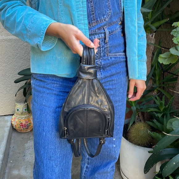 Vintage mini leather backpack/shoulder bag main image 8